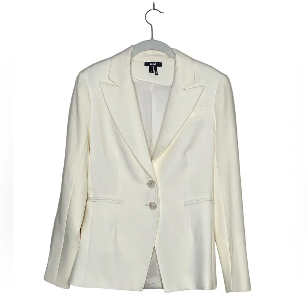 PAIGE Chelsee Notch Collar Blazer in Ecru Size S - Picture 1 of 7